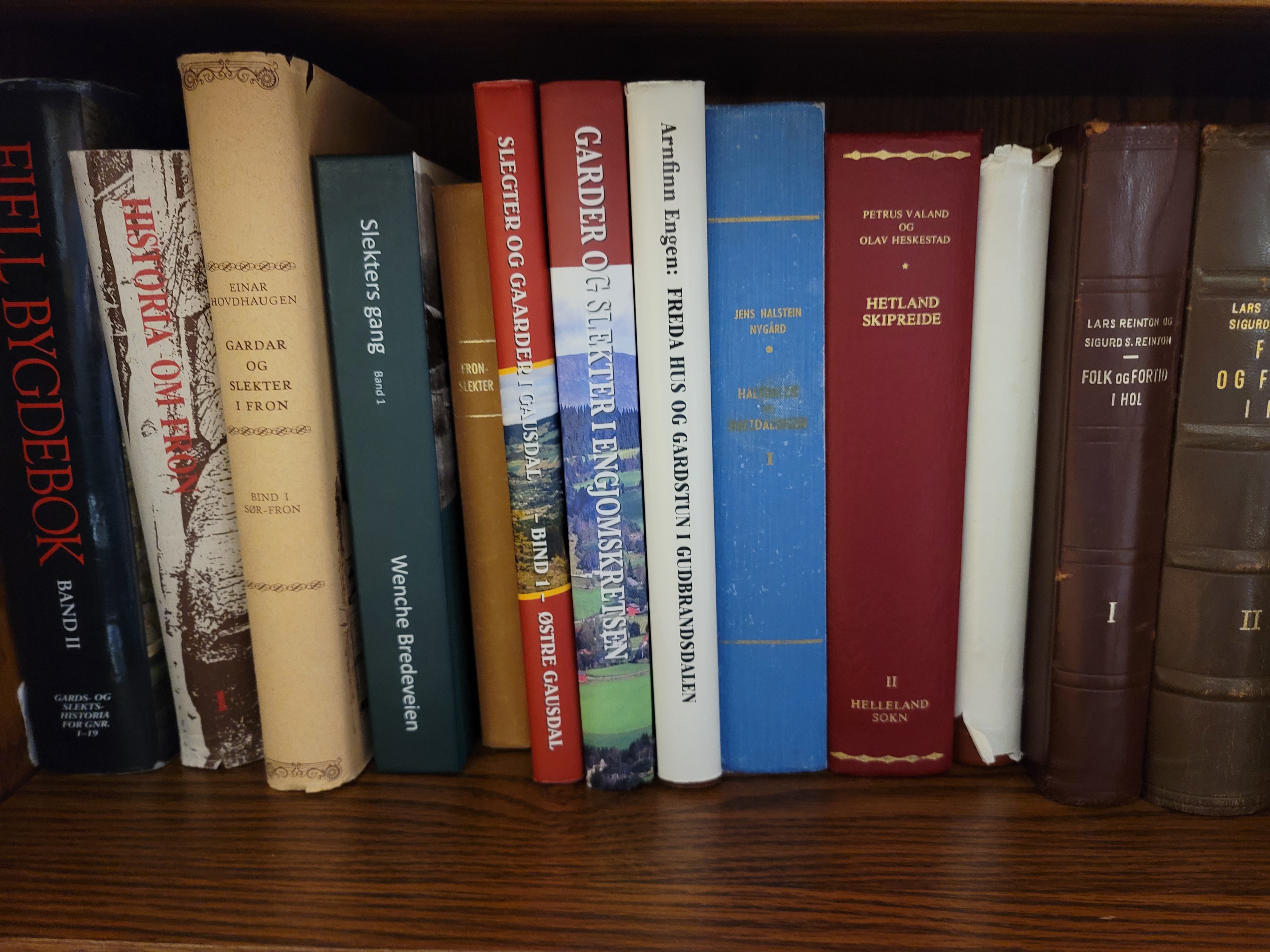 Books arranged on a library shelf